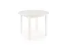 A white round dining table with four legs, shown from a slightly elevated side angle against a white background. Náhľad obrázku produktu