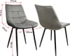 Two gray upholstered chairs with black metal legs are shown, with dimensions indicated by red lines and text. Voir les images du produit