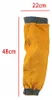 A pair of yellow leather sleeves with gray cuffs. Produktbild-Vorschau