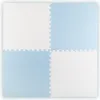Four interlocking foam puzzle mats, two white and two light blue, arranged in a 2x2 grid. Anteprima dell’immagine prodotto