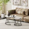 Couchtische im 2er-Set, Marmoroptik, Spanplatte, Metall, Produktbild-Vorschau 2