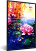 MuchoWow® Gerahmtes Poster Gemälde - Öl - Seerose - Wasser Produktbild-Vorschau 1