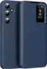 A blue flip case for a Samsung Galaxy S24 phone, shown from the back with the cover partially open. Náhled obrázku produktu