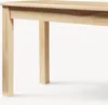 A close-up view of the legs and underside of a wooden table. Voir les images du produit