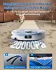 A robot vacuum cleaner is shown on a carpeted floor with a dog in the background. Text overlays highlight its suction power and features. Anteprima dell’immagine prodotto