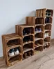 Schuhregal aus Holz, Holzkisten mit 18 Fächern, Hohe Produktbild-Vorschau 5