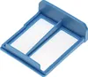 A close-up, studio shot of a blue lint filter with white mesh screens. Produktbild-Vorschau