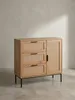 Kommode 80x82x36 cm Flurkommode Eiche-Nachbildung & Rattan, Produktbild-Vorschau 1