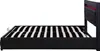 Side view of a black bed frame with a slatted mattress support. Produktbild-Vorschau