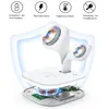 A 3-in-1 magnetic wireless charging station with protective shields and feature icons. Produktbild-Vorschau