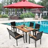 COSTWAY Gartentisch Esstisch mit Schirmloch, Terrassentisch Produktbild-Vorschau 2