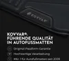 A close-up of a black car floor mat with the brand logo and marketing text. Produktbild-Vorschau