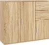 A wooden sideboard with three doors and three drawers. Náhľad obrázku produktu
