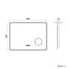 Technical drawing of a mirror with dimensions and a side view. Anteprima dell’immagine prodotto
