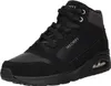 A black Skechers Uno Stacre Shine sneaker is shown from a side angle on a white background. Produktbild-Vorschau