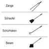 Kaminbesteck Set Leder Altweiß - Kaminwerkzeug Schwarz - Produktbild-Vorschau 3
