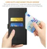 A hand inserts a banknote into a wallet-style phone case. Produktbild-Vorschau