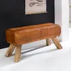 FineBuy Design Sitzbank Turnbock 90cm Cognac Echtleder Produktbild-Vorschau 1
