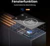 Close-up of an electronic heater with a digital display and internal components highlighted with a wireframe grid. Produktbild-Vorschau