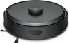 A black robot vacuum cleaner is shown from a slightly elevated front-left angle on a white background. Produktbild-Vorschau