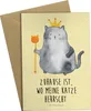 Mr. & Mrs. Panda Klappkarte Katze König - Gelb Pastell - Produktbild-Vorschau 1