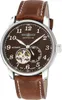 A close-up studio shot of a men's wristwatch with a brown leather strap and a brown dial. Náhled obrázku produktu
