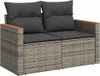 vidaXL Gartensofa 2-Sitzer mit Kissen Grau Poly Rattan Produktbild-Vorschau 1