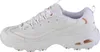 A side view of a white Skechers D-Lites sneaker with rose gold accents. Voir les images du produit