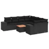Design 9-tlg. Garten-Sofagarnitur mit Kissen Schwarz Poly Produktbild-Vorschau 2