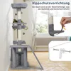 COSTWAY 136 cm tiragraffi, albero per gatti con grotta per Anteprima dell’immagine prodotto 8