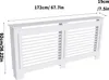A white radiator cover with dimensions indicated by text overlays. Náhľad obrázku produktu