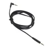 A black audio cable with two 3.5mm jack connectors, one angled. Produktbild-Vorschau