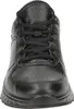 A front view of a black leather sneaker. Podgląd zdjęcia produktu