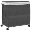 vidaXL Wäschekorb mit Rollen Grau 60x35x60,5 cm Rattan Produktbild-Vorschau 11
