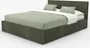 A bed with a headboard and mattress, set against a white background. Náhled obrázku produktu