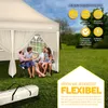 A family is sitting under a beige pop-up gazebo in a grassy outdoor setting. Náhľad obrázku produktu