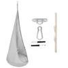 A hanging chair and its accessories are displayed against a white background. Produktbild-Vorschau