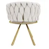 A single beige accent chair with gold metal legs against a white background. Produktbild-Vorschau