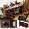 A collage of images showing a wooden desk with a laptop, shelves, and close-ups of its hardware features. Anteprima dell’immagine prodotto