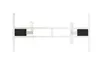 A white, adjustable desk frame with two black rectangular components on a white background. Produktbild-Vorschau