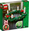 The image shows the packaging of a LEGO seasonal set, specifically a wreath and advent wreath set. Podgląd zdjęcia produktu