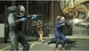 A group of people wearing clown masks and holding guns in a street setting. Podgląd zdjęcia produktu