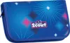A blue pencil case with a starburst and diamond pattern. Produktbild-Vorschau