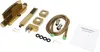 A set of gold-colored bathroom faucet components and a user manual are laid out on a white background. Podgląd zdjęcia produktu