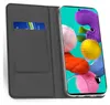 A flip case for a smartphone is shown open, with a credit card inserted into a slot on the inside cover. The smartphone screen displays a colorful abstract image. Anteprima dell’immagine prodotto