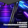 Close-up of a black gaming desk leg with a futuristic, neon-lit background. Produktbild-Vorschau