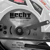 Close-up view of a circular saw blade with brand markings and specifications. Produktbild-Vorschau