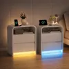 UnboxG 2er Set Nachttische Weiß – Nachttisch mit LED, USB & Produktbild-Vorschau 1