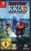 The image shows the game box for Asterix & Obelix XXL3: The Crystal Menhir on Nintendo Switch. The box features artwork of the characters Asterix and Obelix, a large crystal, and various game-related logos and ratings. Produktbild-Vorschau