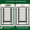 Comparison of two dog gates, one updated and one before, highlighting improved locking mechanisms. Produktbild-Vorschau